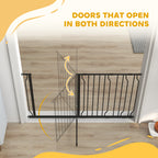 PawHut Extra Wide Dog Safety Gate, with Door Pressure, for Doorways, Hallways, Staircases - Black