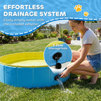 PawHut Foldable Dog Pool for Puppies and Ducks Dog Paddling Pool Bath Tub, Blue, 80 x 20 cm