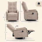 HOMCOM Recliner Armchair, Chenille Recliner Chair with Massage and Heat, 360° Swivel Rocking Manual Recliner, Brown
