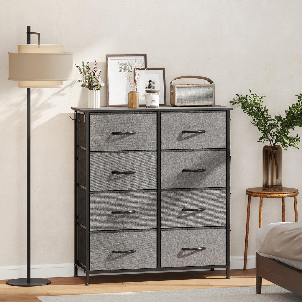 HOMCOM Chest of Eight Fabric Drawers - Charcoal Grey