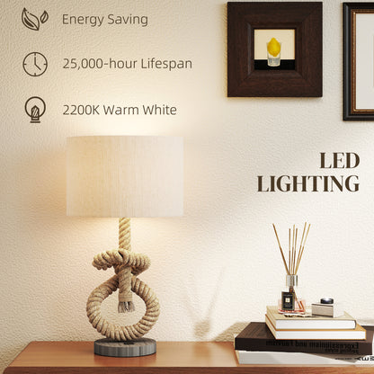 Nautical LED Table Lamp with USB Charging Port, Bedside Desk Lamp for Bedroom, Living Room, Home Office