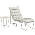Outsunny Bistro Set for Garden, 3 Piece Outdoor Table and Chair with Footstool and Removable Cushions, Comfy Balcony Furniture