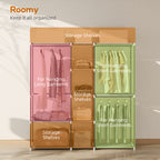 Portable Wardrobe, Open Clothes Wardrobe with 8 Shelves, 3 Hanging Rails, Light Grey