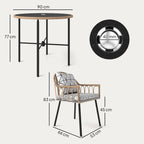 Outsunny 5 Piece Patio Rattan Dining Set, Wicker Garden Table and Chairs w/ Removable Seat & Back Cushions, Round Tempered Glass Tabletop, Parasol Hole, Outdoor Furniture Conservatory Set, Light Brown