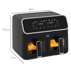 8L Dual Basket Air Fryer, 80-200? Air Fryer Oven with 2 Baskets and Sync Function - Black/Silver