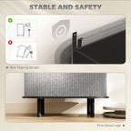 HOMCOM Tambour Sideboard with Fluted Sliding Doors, Modern Kitchen Cupboard with Storage Shelves and Wooden Legs, Grey