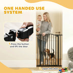 PawHut Pressure Fit Dog Stair Gate No Drilling Safety Gate Auto Close for Doorways, Hallways, 74-80cm Adjustable, 94cm Tall, Black