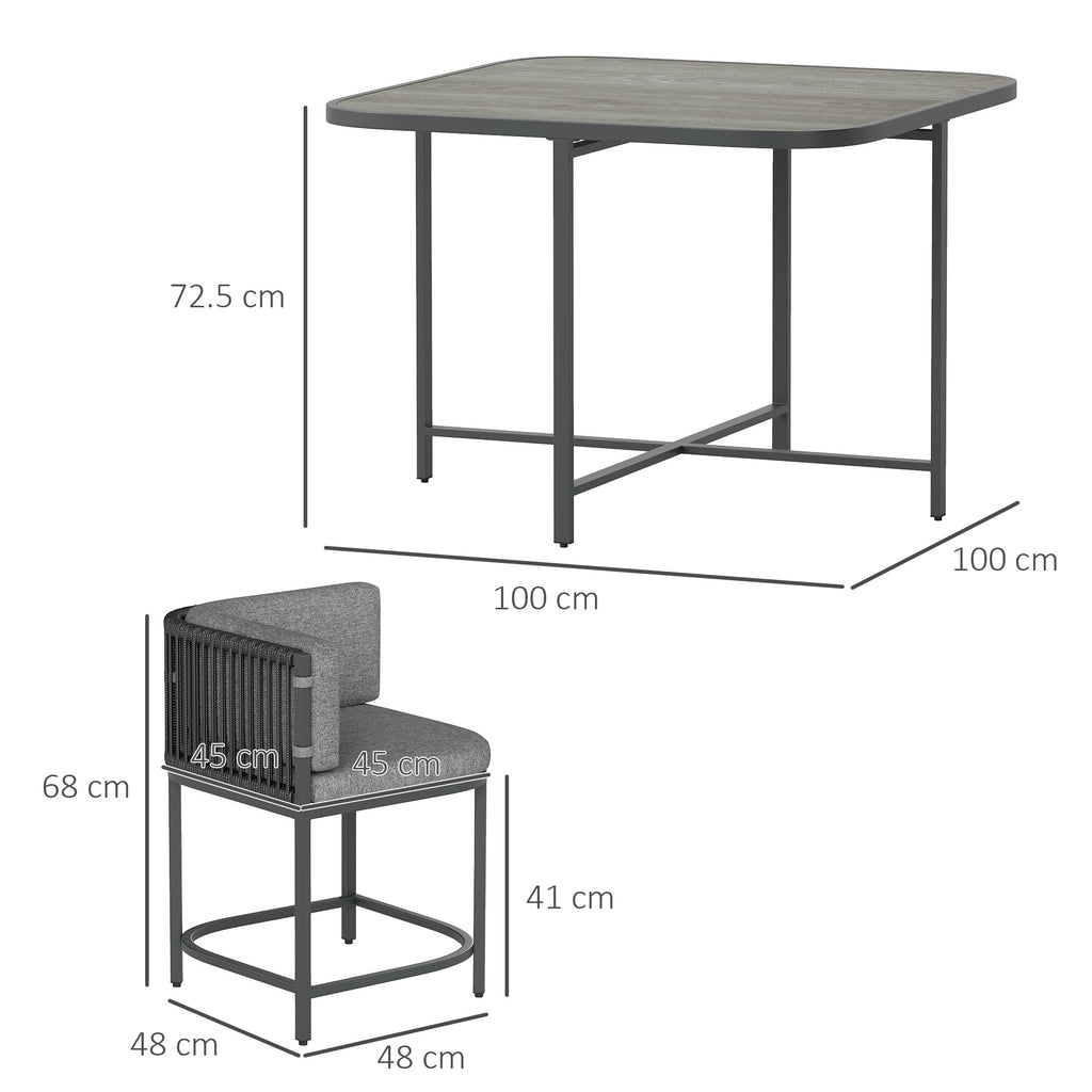 Outsunny 4-Seater Rattan Cube Garden Furniture Set with Cushions - Charcoal Grey