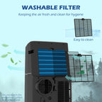 14000 BTU Mobile Air Conditioner, 35m², Smart Home WiFi, with Dehumidifier, Fan, 24H Timer, Window Kit, Black