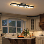 LED Ceiling Light, Modern Dimmable Ceiling Light with Wall Switch & Remote Control, Flush Mount Fixture Lamp with 3000-6000K Colour Temperatures for Living Room, Bedroom, Black