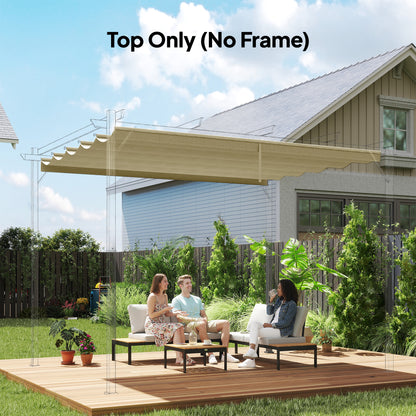 Outsunny Retractable Pergola Cover, 3.5 x 2.6 m Replacement Canopy Fabric for 4 x 3 m Frame, Roof Top Only, Beige