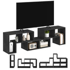 Three-Block Modular TV Stand - Black Wood-Effect