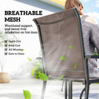 Outsunny 5 Pieces Outdoor Dining Set for 4, Garden Table and Stackable Chairs with Breathable Mesh Seat, Grey and Khaki