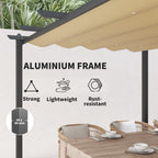 Outsunny 3 x 4m Aluminium Pergola, with Retractable Roof - Khaki