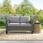 Outsunny Two-Seater Rattan Outdoor Sofa - Dark Grey