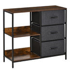 HOMCOM Chest of Drawers Storage  Dresser Cabinet Organizer with 3 Fabric Drawers and 2 Display Shelves for Living Room, Bedroom, Hallway, Black