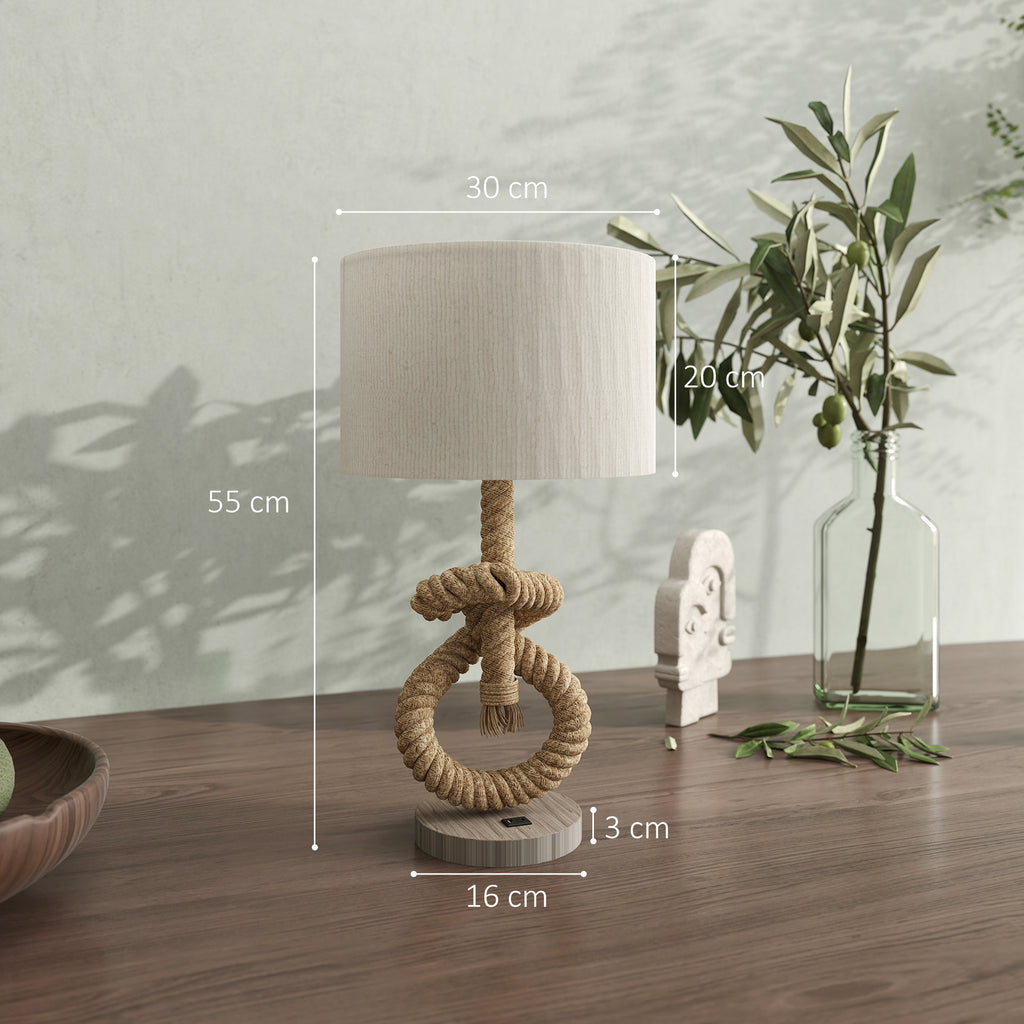 Nautical LED Table Lamp with USB Charging Port, Bedside Desk Lamp for Bedroom, Living Room, Home Office