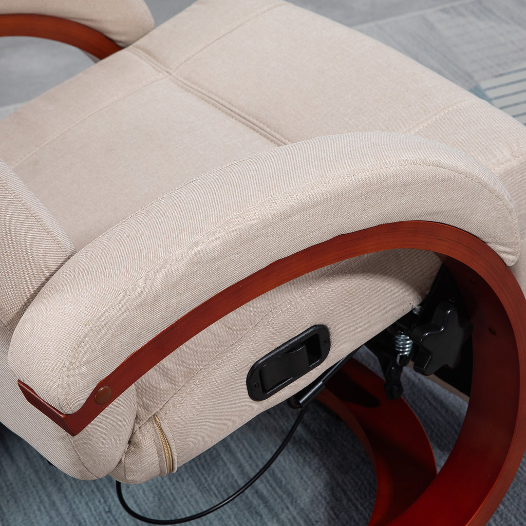 HOMCOM 135° Manual Reclining Swivel Chair, with Footrest - Beige