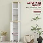 kleankin Slim Bathroom Storage Unit with Open Compartment, Bathroom Storage Cabinet with Adjustable Shelf, 34 x 23 x 165 cm, White