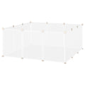 PawHut Pet Playpen DIY Small Animal Cage Open Enclosure Portable Plastic Fence 12 Panels for Hedgehog Guinea Pig White