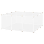 PawHut Pet Playpen DIY Small Animal Cage Open Enclosure Portable Plastic Fence 12 Panels for Hedgehog Guinea Pig White