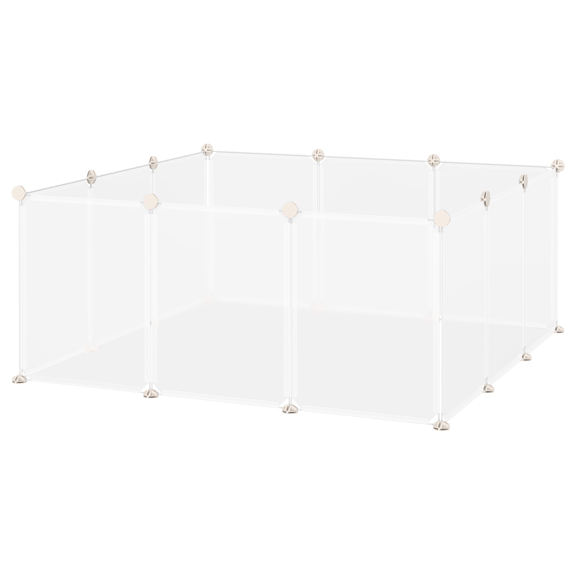 PawHut Pet Playpen DIY Small Animal Cage Open Enclosure Portable Plastic Fence 12 Panels for Hedgehog Guinea Pig White