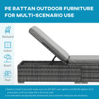 Outsunny PE Rattan Sun Loungers with Cushion, Outdoor Garden Sunbed Furniture with 5-Level Recliner Backrest, and Armrest, Set of 2, Grey