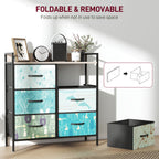 HOMCOM 6-Drawer Chest of Drawers - Blue