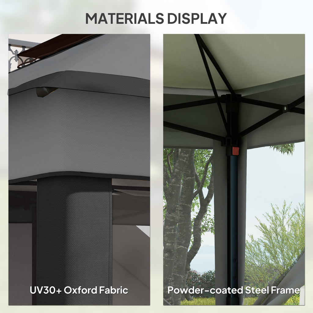 Outsunny 3 x 3(m) Pop Up Gazebo, Height Adjustable Instant Event Shelter with Netting and Carrying Bag, Grey