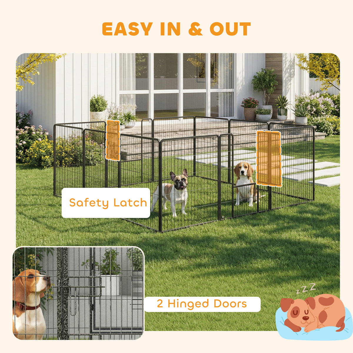 PawHut 12 Panels Heavy Duty Puppy Playpen, for Small Dogs, Indoor and Outdoor Use - Silver
