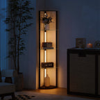 LED Floor Lamp with Shelves, Dimmable Standing Lamp with Foot Switch for Living Room, Bedroom, Black