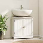 HOMCOM Under Sink Bathroom Storage Cabinet 2 Layers Vanity Unit Wooden - White