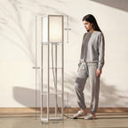 3-Tier Floor Lamp with Shelves and Storage, Modern Corner Standing Lamp with Lampshade, Reading Light with Foot Switch for Living Room, Bedroom, Home Office, Bulb not Included, Oak