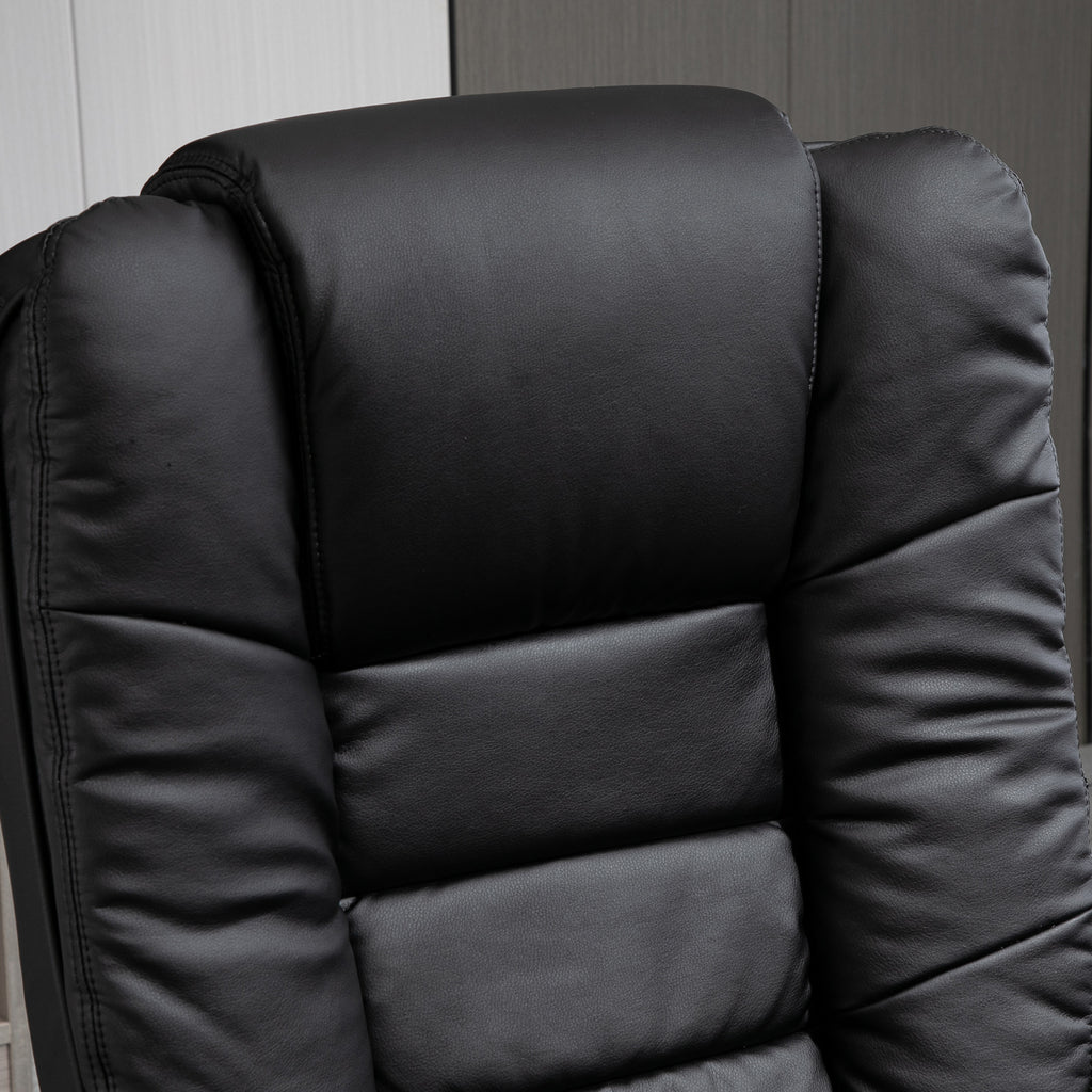 HOMCOM Recliner Chair With footstool, Recliner Armchair up to 130kg Weight Capacity, 135° Reclining Swivel Sofa Chair, PU Leather Ergonomic Couch Bed with Swivel Wood Base for Living Room, Black