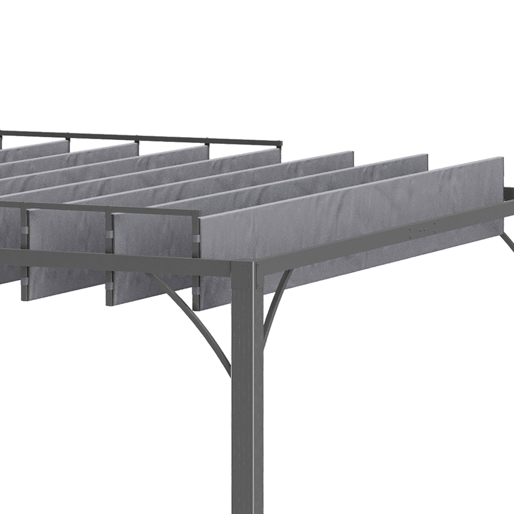 Outsunny 4 x 3(m) Outdoor Pergola with Retractable Roof, Aluminium Louvered Patio Gazebo Canopy for Lawn Garden Patio, Grey