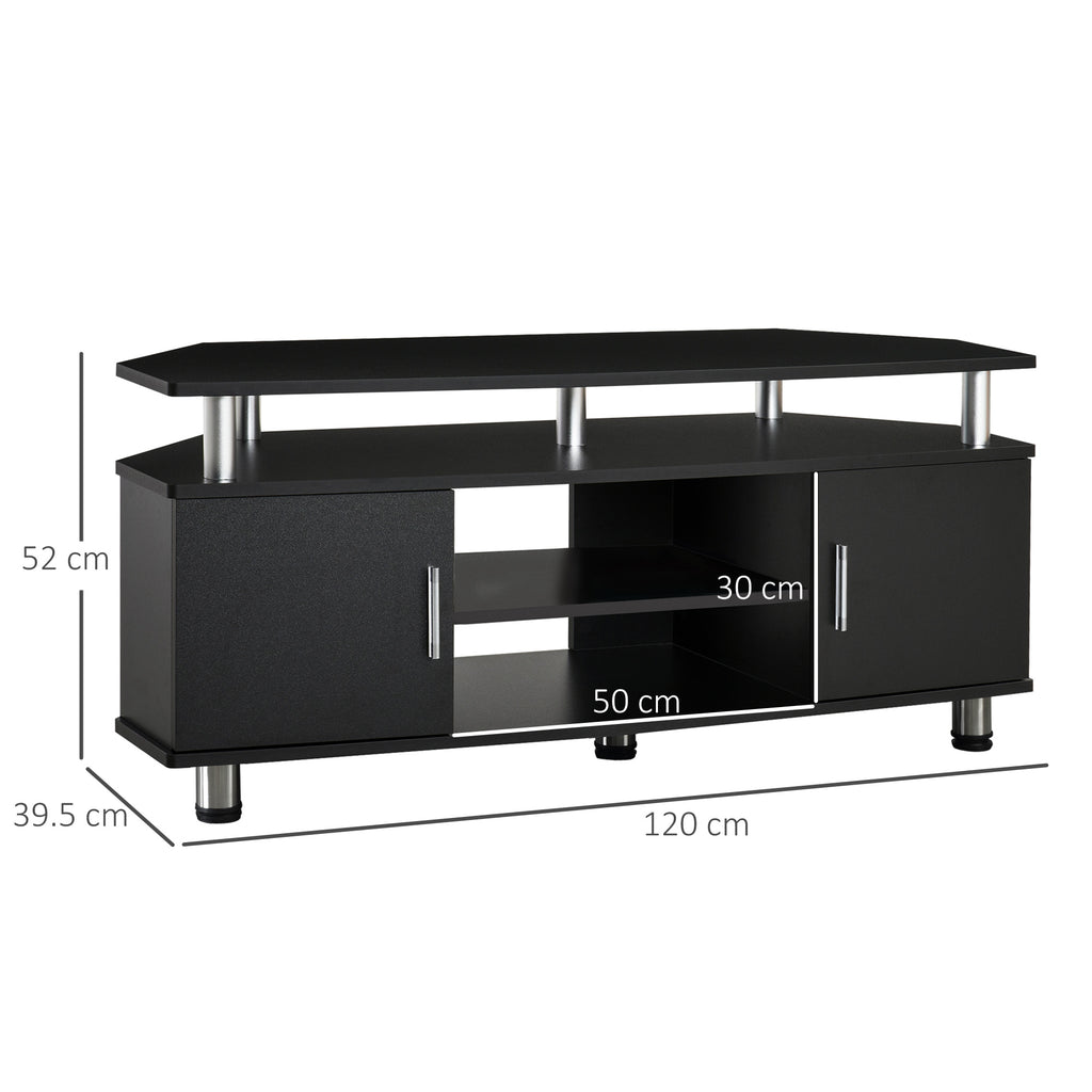 TV Unit Cabinet for TVs up to 55 Inches with Storage Shelves and Cupboard, Entertainment Centre for Living Room, Black