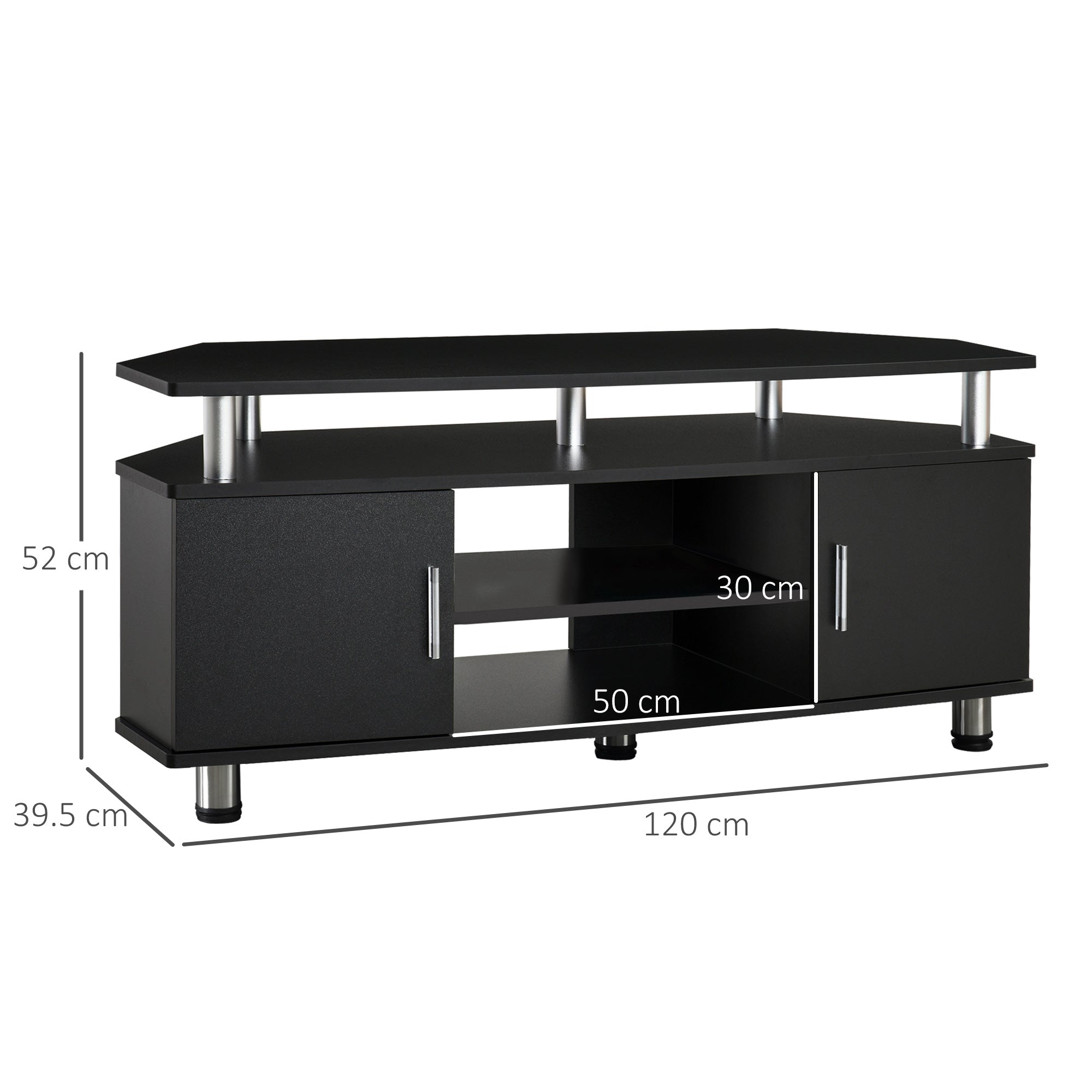 TV Unit Cabinet for TVs up to 55 Inches with Storage Shelves and Cupboard, Entertainment Centre for Living Room, Black