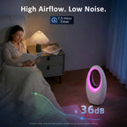 Bladeless Tower Fan, 36dB Standing Cooling Fan with 60° Oscillating, LED Lights, 3 Speeds, 7.5H Timer, Remote Control