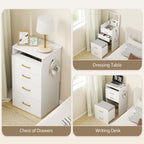 HOMCOM Compact Dressing Table and Stool Set, with Storage - White