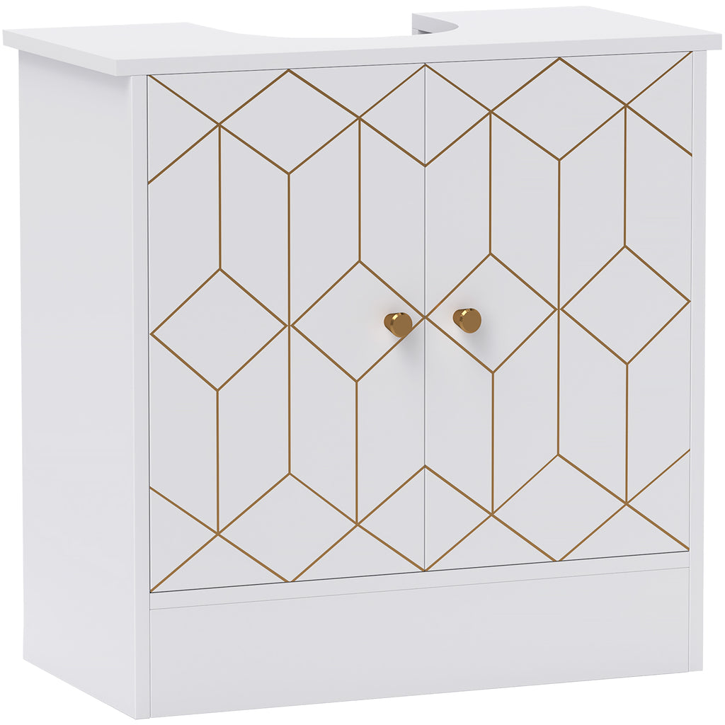 HOMCOM Under Sink Bathroom Cabinet, Under Sink Cabinet with Adjustable Shelf and Open Compartment for Basin with or without Pedestal, 60 x 30 x 60cm, White