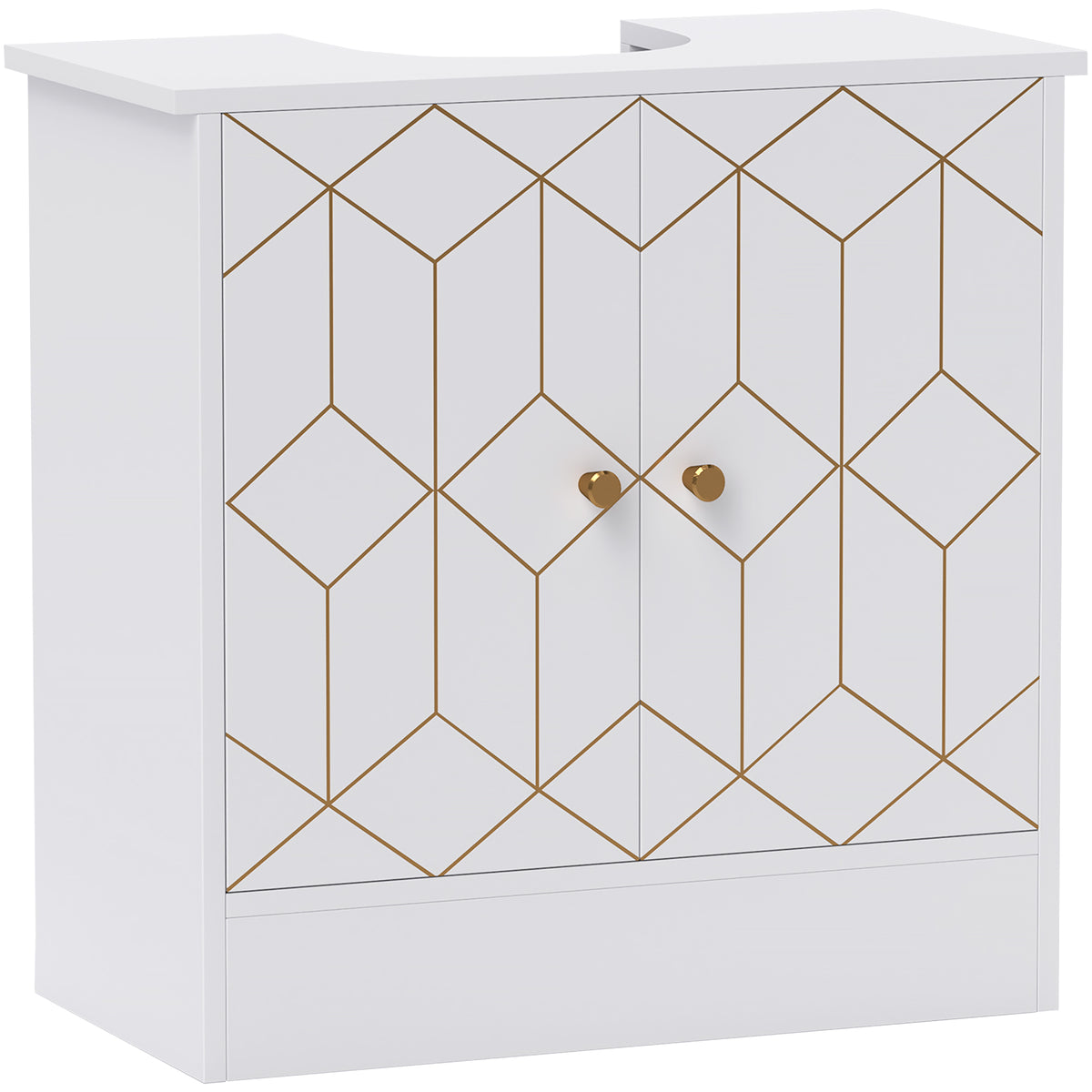Under Sink Bathroom Cabinet, Under Sink Cabinet with Adjustable Shelf and Open Compartment for Basin with or without Pedestal, 60 x 30 x 60cm, White